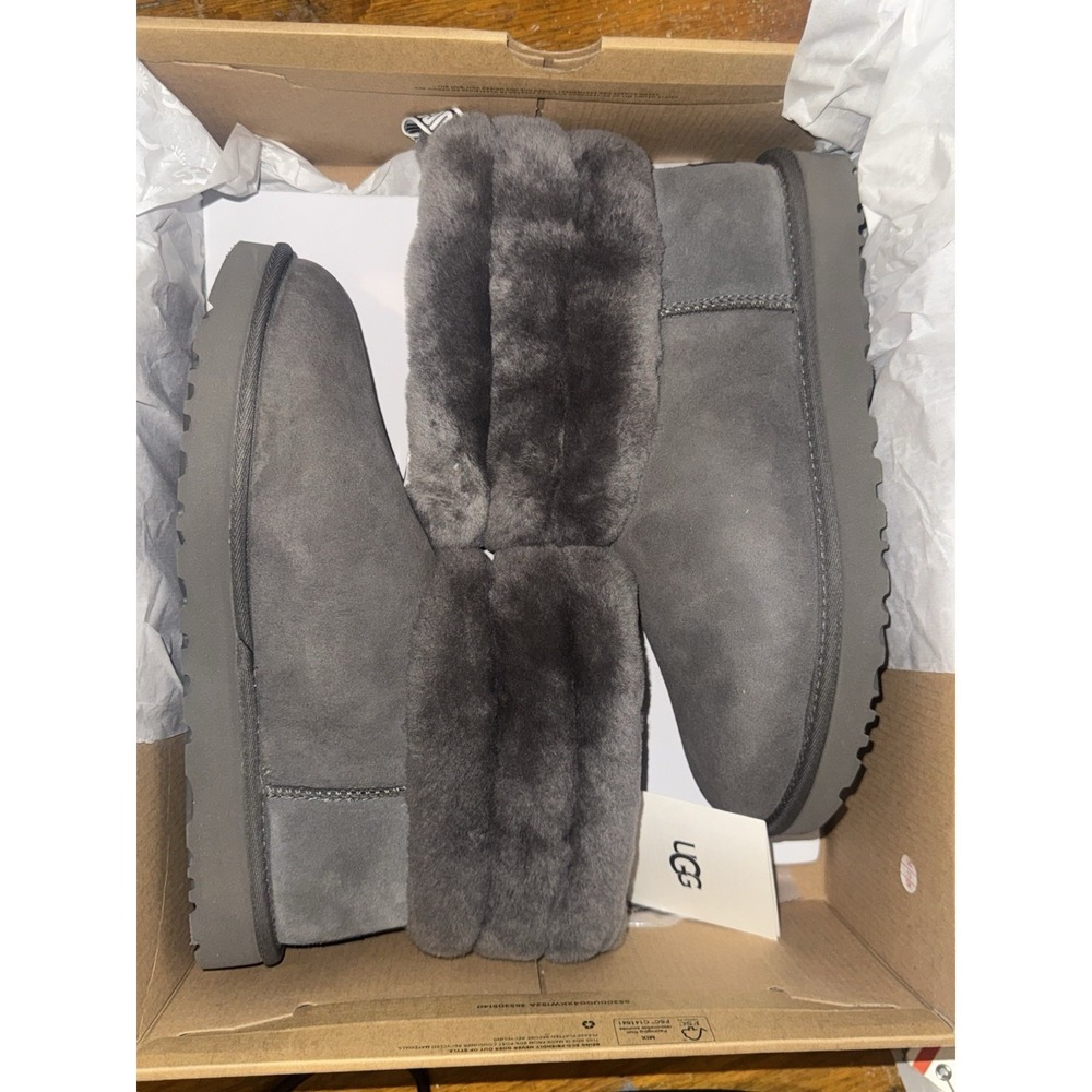 UGG Fluff Mini Quilted Women’s Gray Slipper Booties US 11 EU 42 MPN 1098533